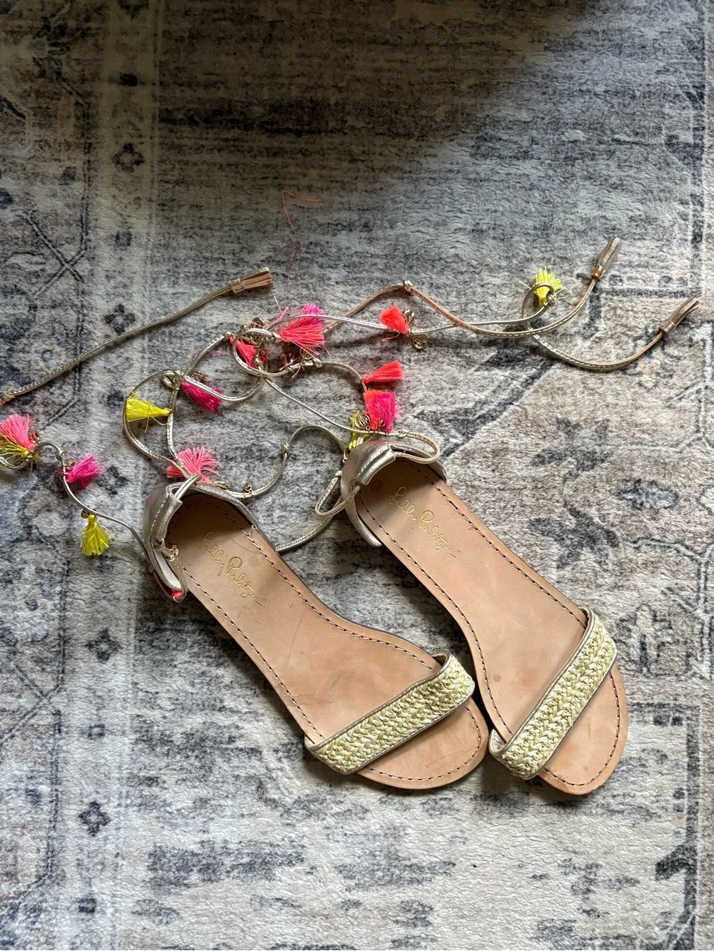 Lilly Pulitzer Willa Sandals Size 7.5 tassels resortwear vacation beach summer